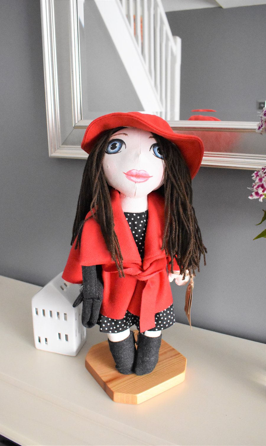 Handmade doll in red