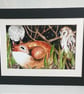 Original Resting Fox and Owl under the Moon Watercolour 