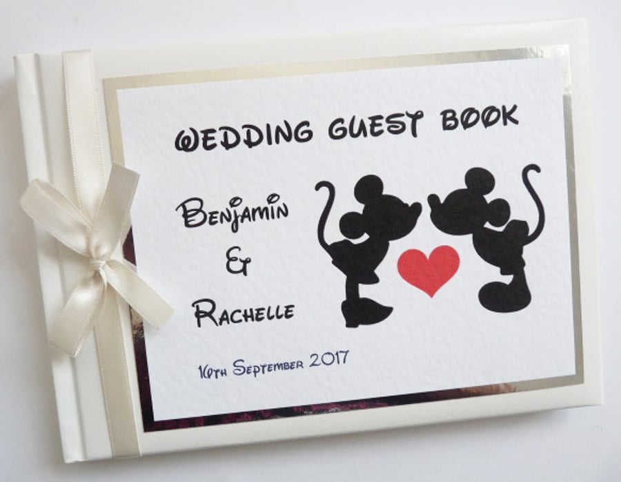 Personalised Mickey and Minnie wedding guest book