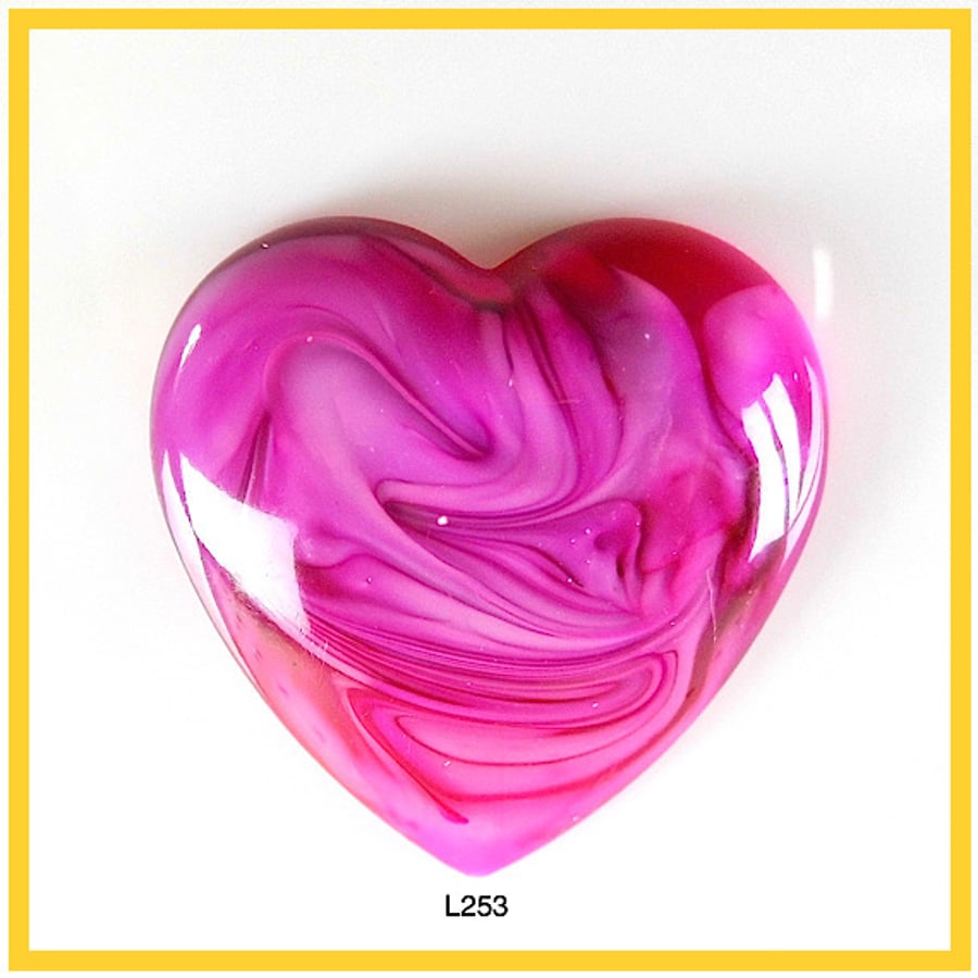 Large Pink Heart Cabochon, hand made,Unique, Resin Jewelry, L253