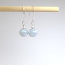 Pale Blue-grey glass bead Sliver Earrings