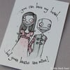 valentines zombie pair - original aceo
