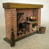 Dolls House Tudor Fireplace Red Brick ,Cooking ,Historical, Period