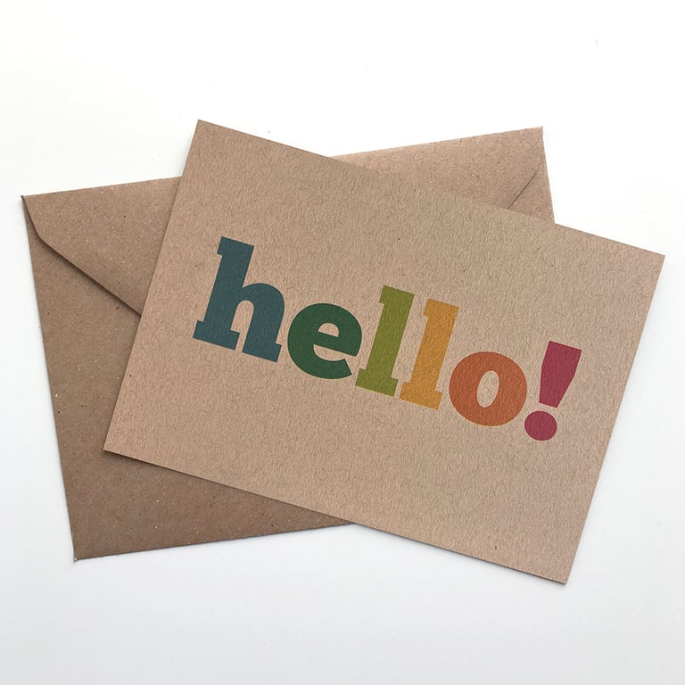 Hello - Set Of 12 Colourful Postcard Notecards