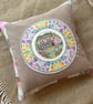 Spring - rescued cross stitch and patchwork cushion - Image 7