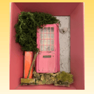 The Pink Cottage Miniature Door Diorama Unique Hand Painted Mixed Media Wall Art