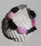 Rose Quartz & Red Garnet Beaded Crystal Gemstone Bracelet "Barbera"