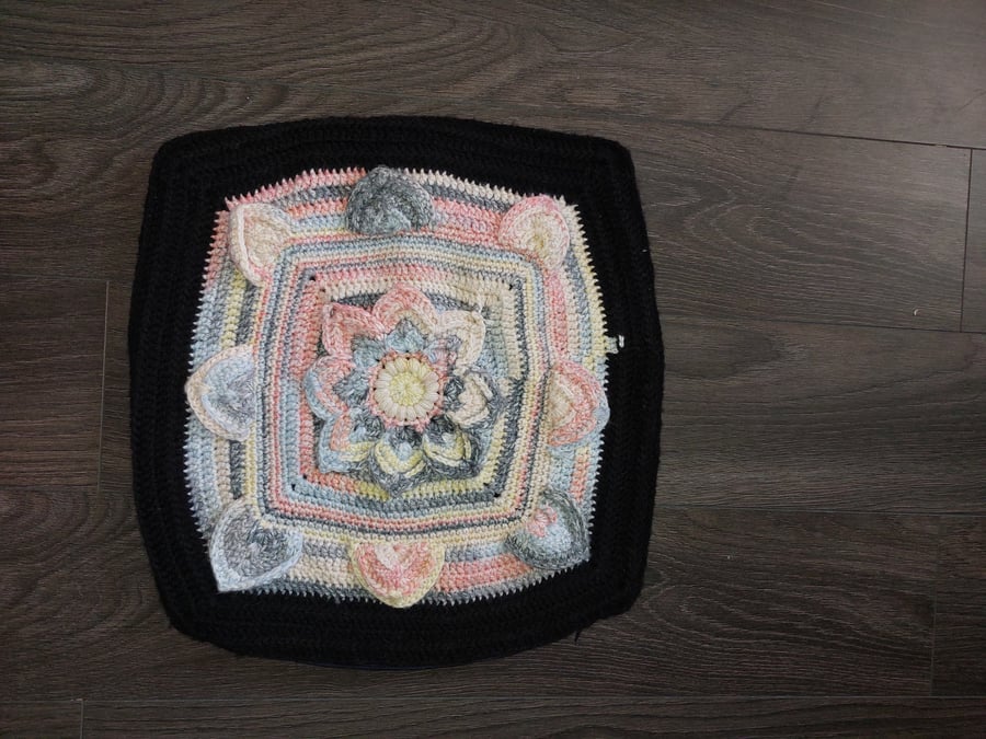 Hand crocheted cushion cover