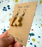 Light Wooden T Earrings from a 3D Puzzle - Old Stock - Super Seconds - Image 3