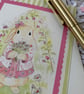 Daisies, Sweet peas and Bunny - Blank Card - Image 6