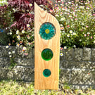  Glass & Wood Flower Garden Art 
