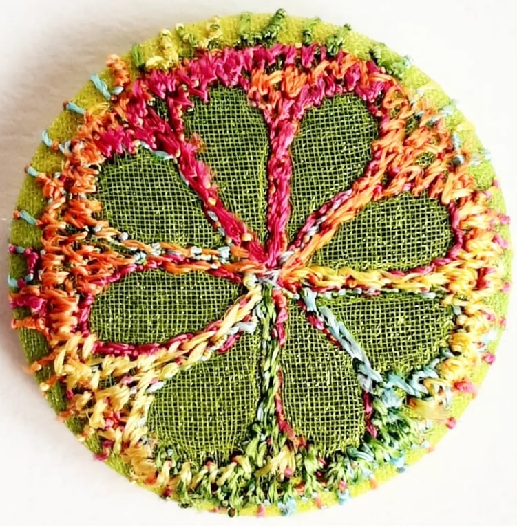 Buttons 1 inch button Hand Dyed Silks and Cottons Free Machine Embroidery Button