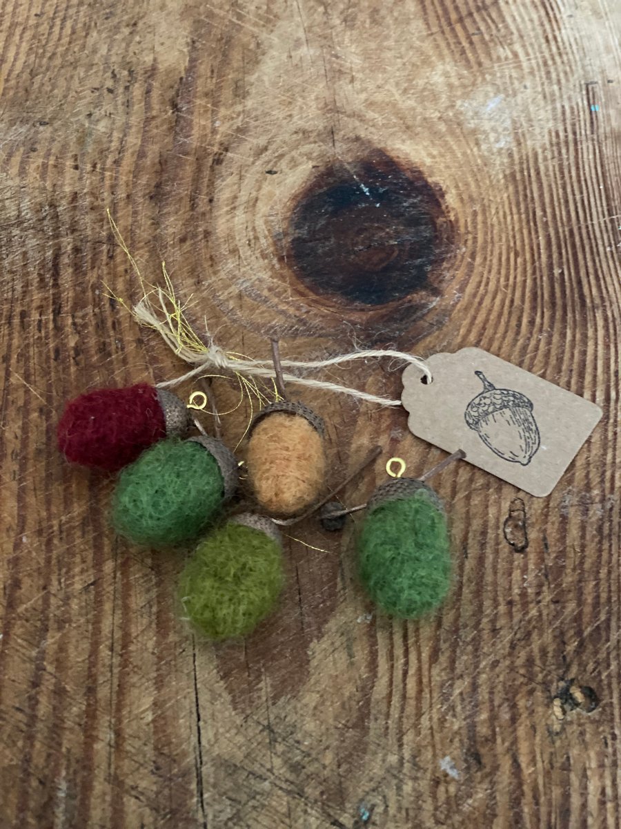 Five Needle Felt Acorns