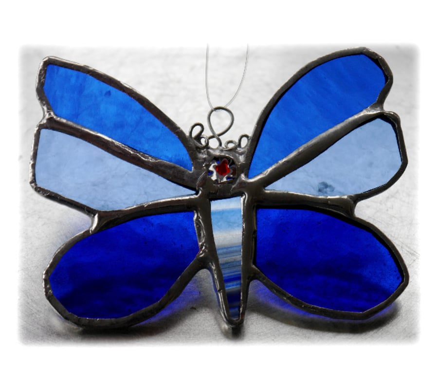 Butterfly Stained Glass Suncatcher Blue 046