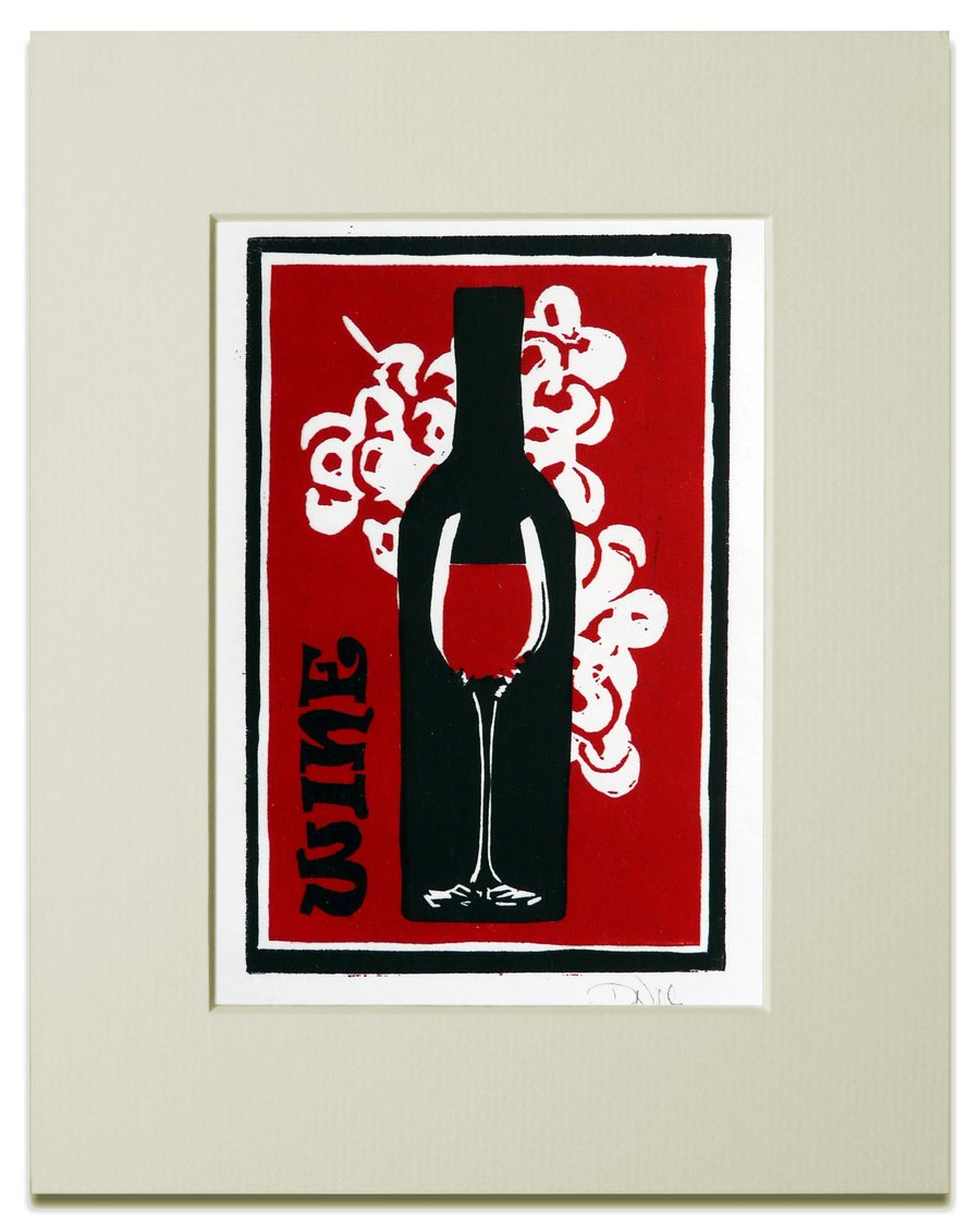 Wine Linocut