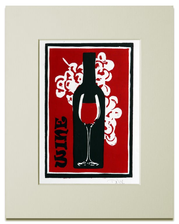 Wine Linocut