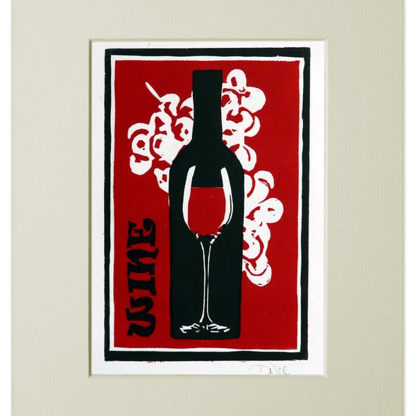 Wine Linocut