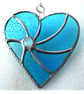 Turquoise Swirl Heart Stained Glass Suncatcher 145 - Image 1