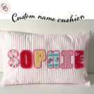 Personalised custom made appliqué letters name cushion