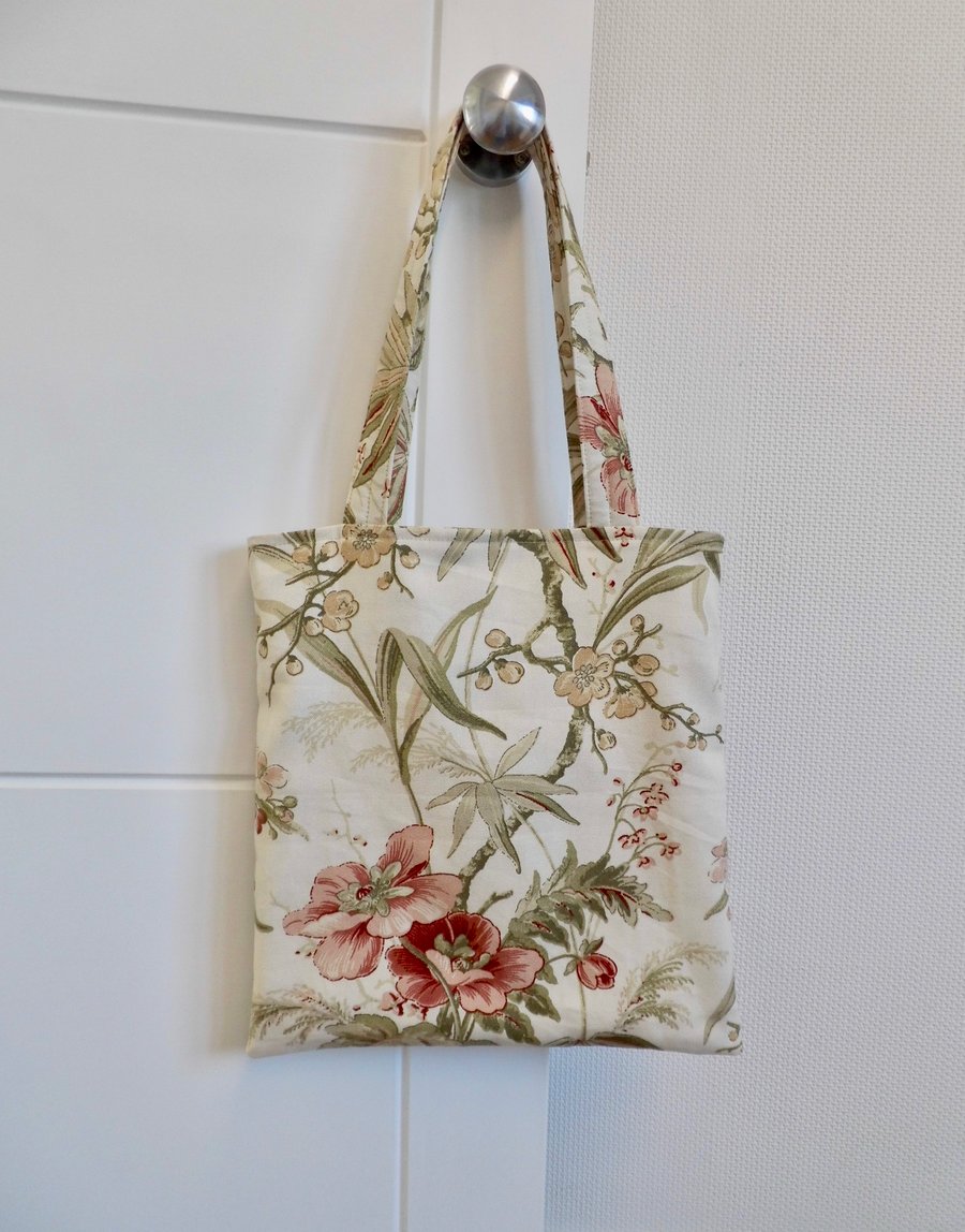 Tote bag long handles floral and blossom print