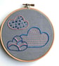 Three Clouds Hand Embroidery Wall Decoration Hoop Art - Image 1