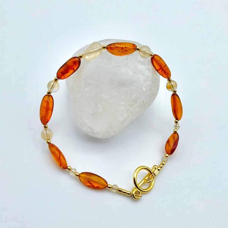 Amber & Citrine Bracelet, November Birthday, Scorpio, Anniversary, Gift For Her