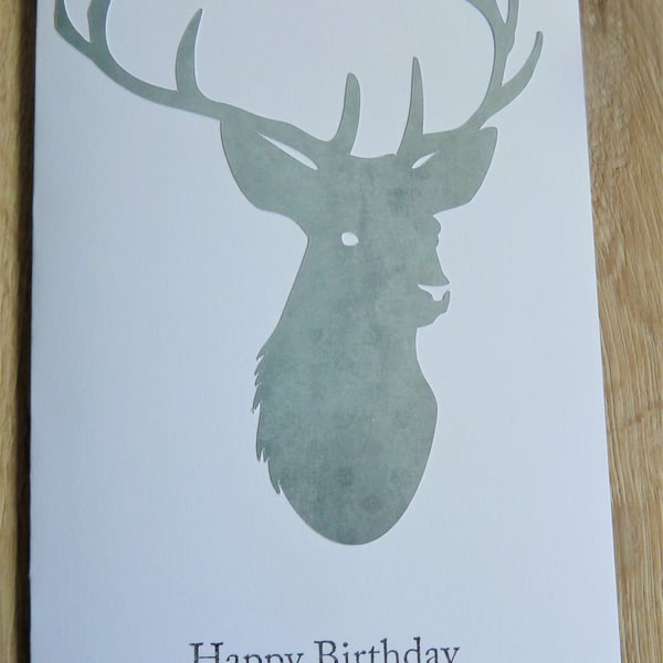 stag happy birthday card