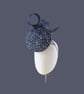 Navy Blue Tweed Fascinator – Statement Percher Hat for Weddings & Occasions - Image 4