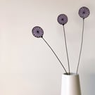 Stained Glass Dandelion Clock, Everlasting Handmade Wild Flower - Purple
