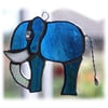Elephant Suncatcher Stained Glass Turquoise Teal Little