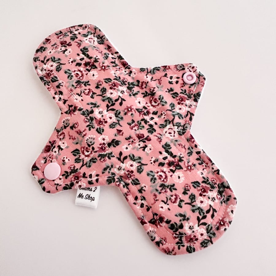 Standard Cloth Sanitary Pad  - Pink Floral -8" Moderate