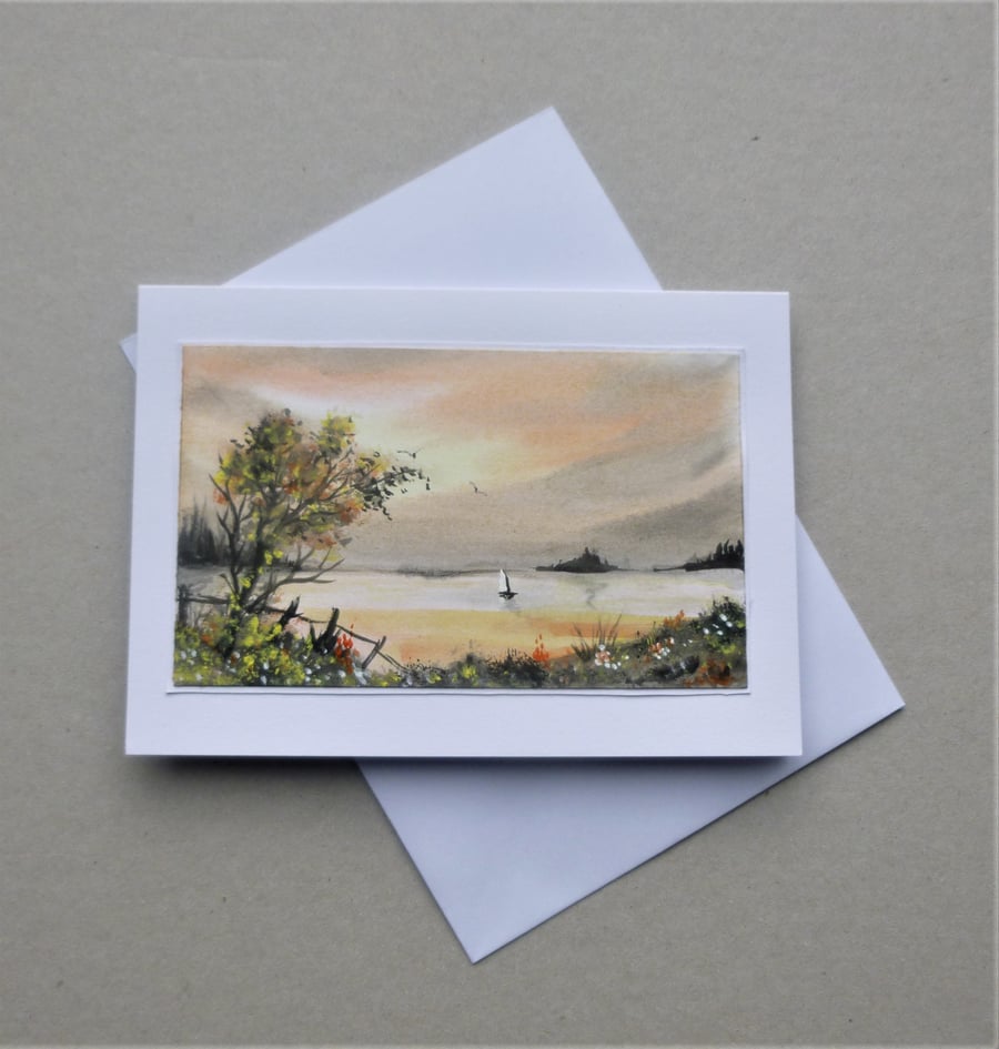 original art hand painted blank card ( ref F 521.G4 )