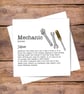 Mechanic Personalised Definition Card - birthday, thank you