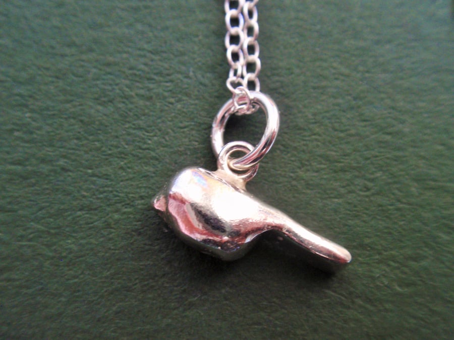 Sterling silver bird necklace, handmade sterling silver necklace