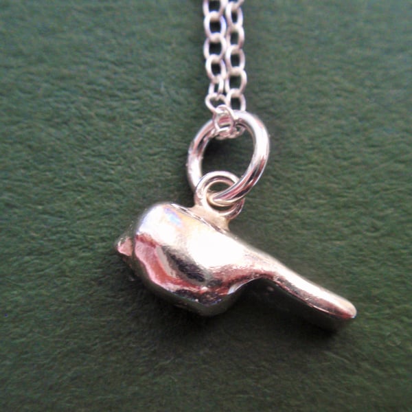 Sterling silver bird necklace, handmade sterling silver necklace