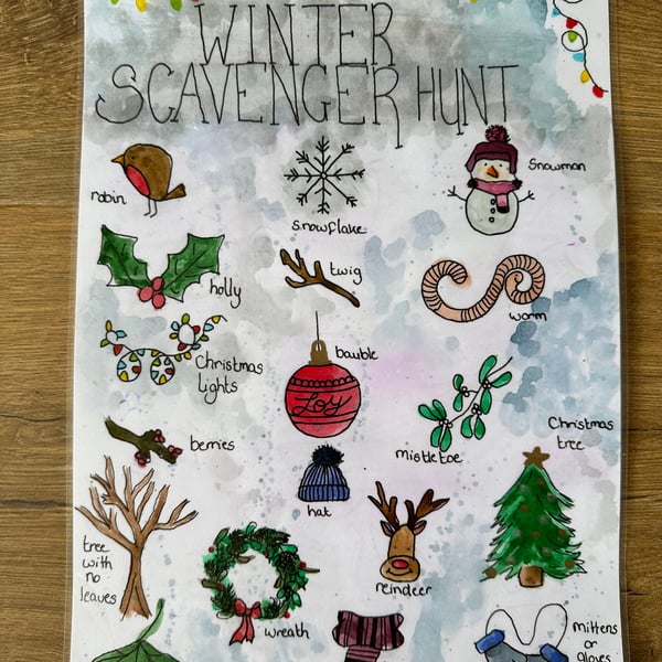Hand Painted Children's Scavenger Hunt - Winter