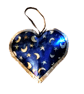 Handmade Blue Metal Heart Decoration with Moons and Stars pattern. - Image 1