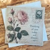 Vintage Botanical Greeting Card. Handmade Parchment Paper Card. 