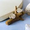 Ammonite Studs - Recycled Fine Silver Coastal Earrings