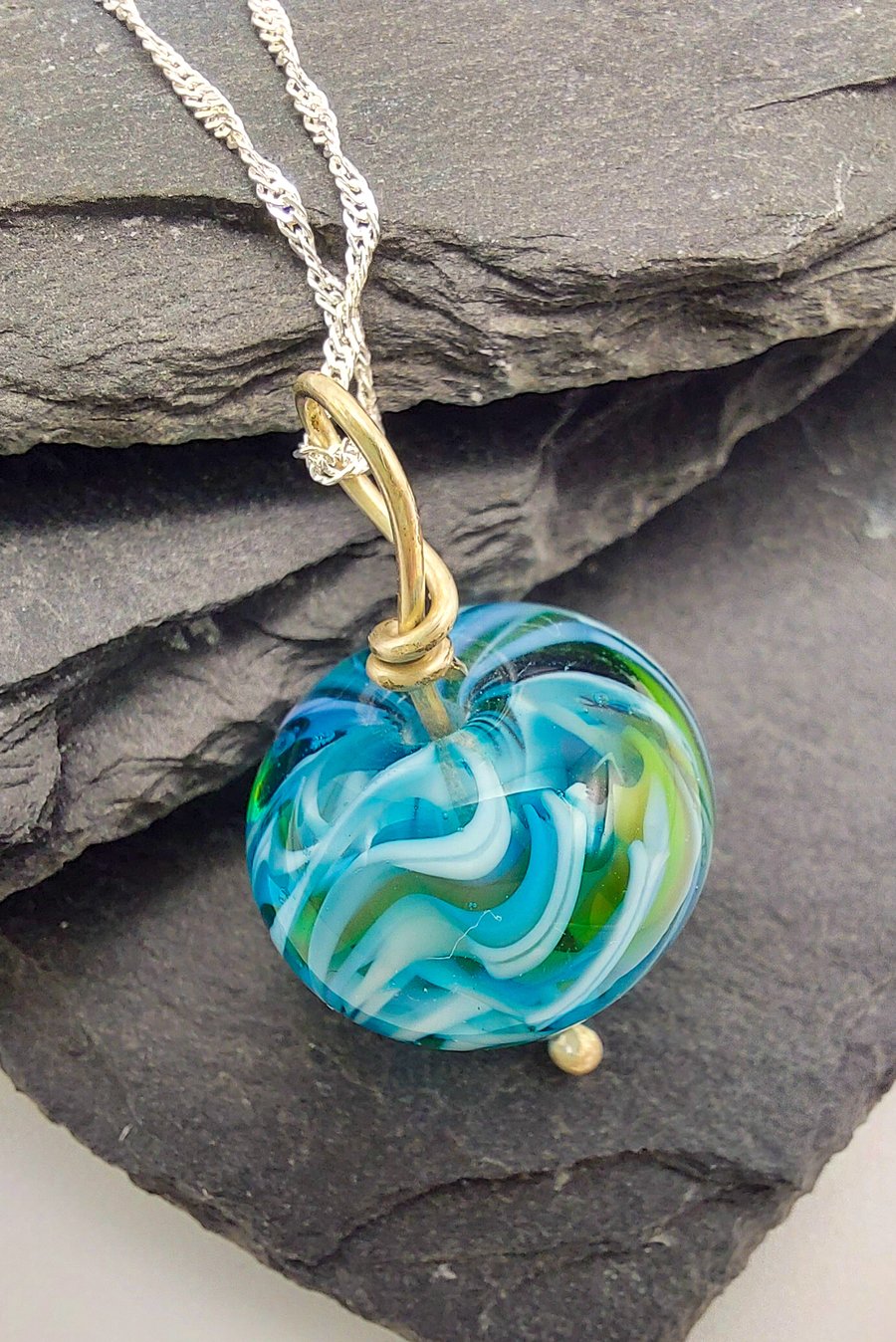 Handmade lampwork beach vibe pendant