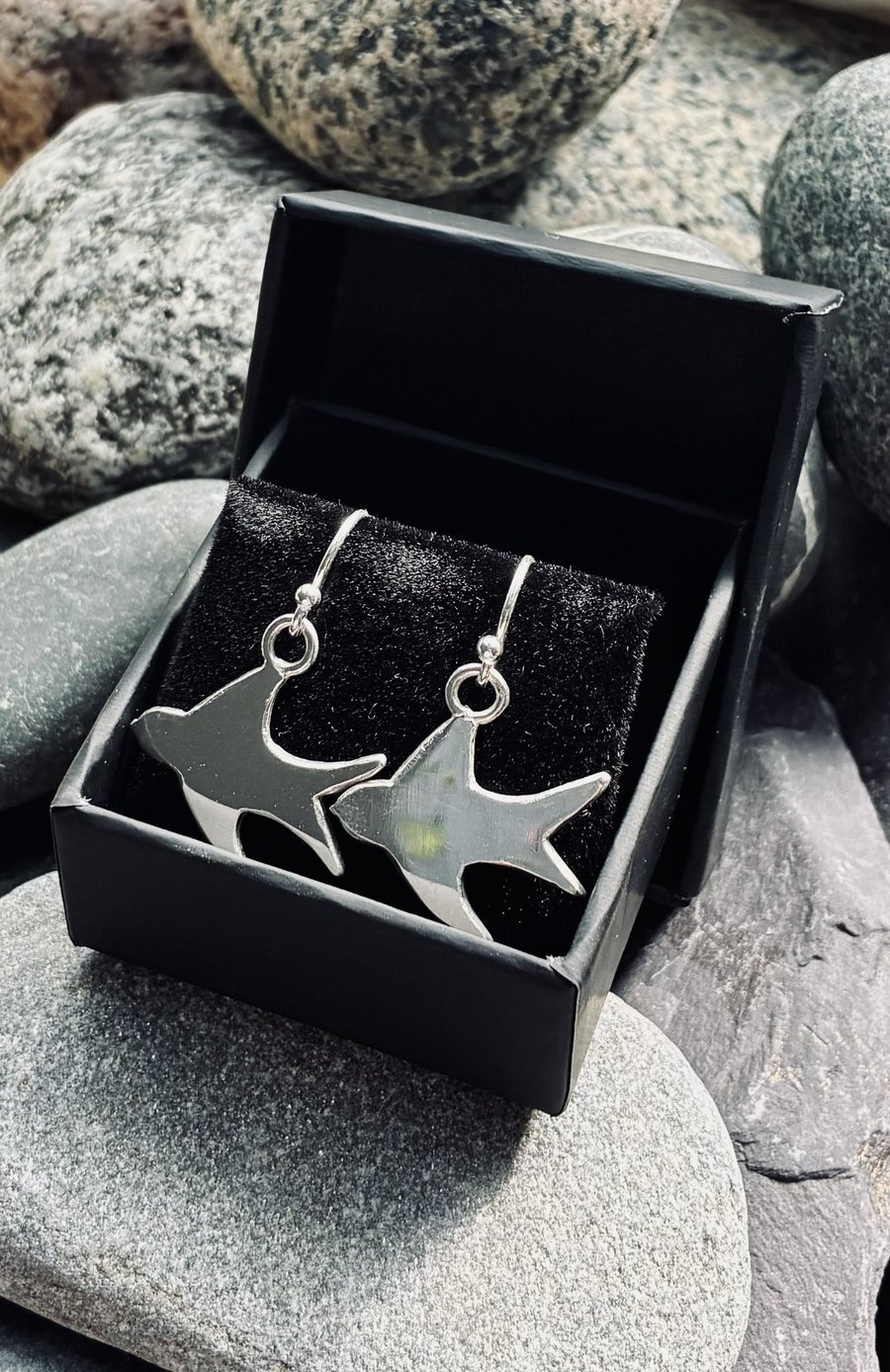 Silver swallow earrings