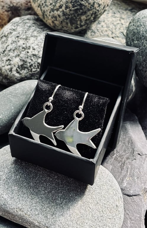 Silver swallow earrings