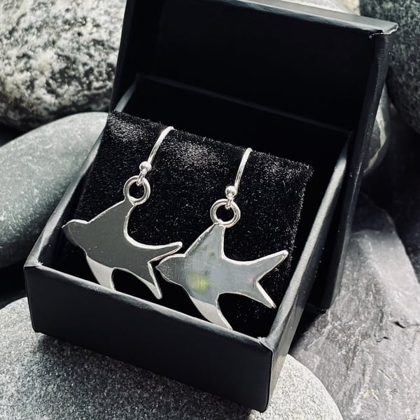 Silver swallow earrings