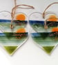 Heart suncatcher, fused glass heart, sunset hanger, small gift, glass art heart. - Image 1