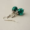 Teal Blue Indian Glass Bead Dangle Earrings   KCJE29