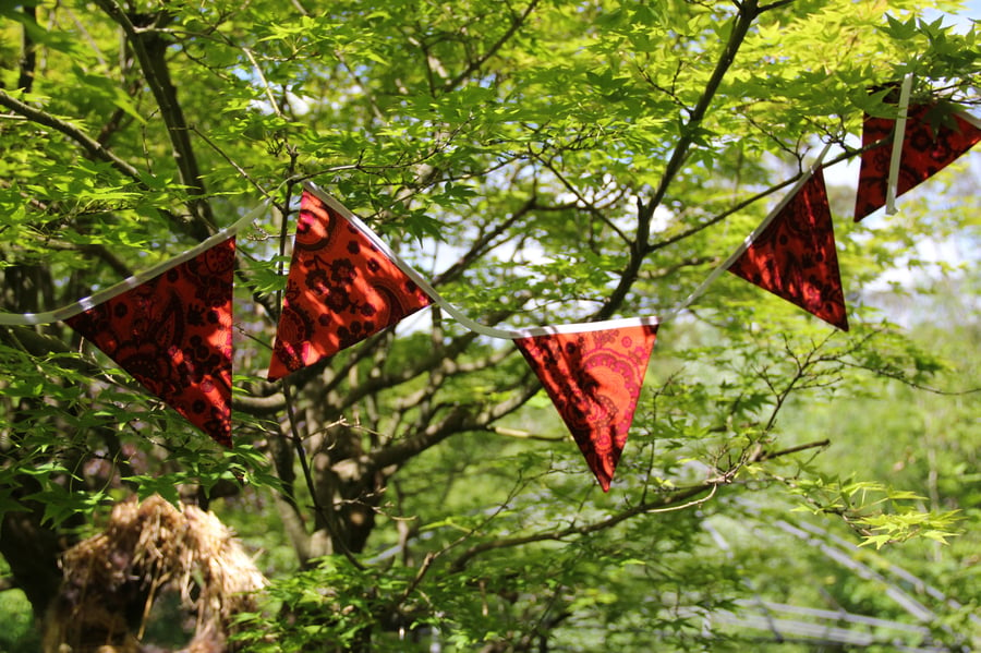 Retro Hot Orange Paisley Bunting