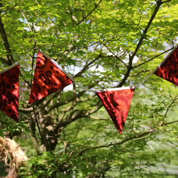 Retro Hot Orange Paisley Bunting