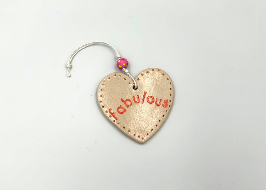 Fabulous - Letterbox Love Handmade Ceramic Heart Hanging Decoration