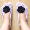 Lilac Crochet Slippers With A Rose