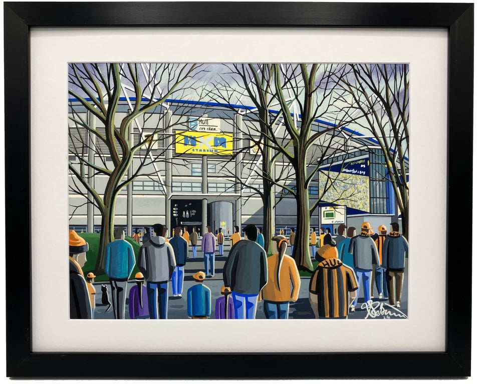 Hull City, Framed MKM Football Stadium Art Print. 14" x 11" Frame Size